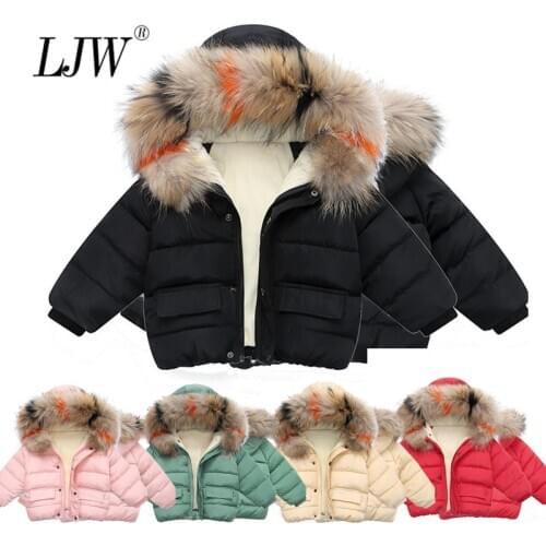 Baby Boys Jackets for Girls Fluff Fur collar Winter Kids Warm Hoodies Jacket Children Outerwear girl Coat Boys Girls Jackets