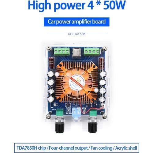 KYYSLB DC12~14.4V 4*50W XH-A372K High Power 4 Channel Output Car Amplifier Board TDA7850 High Power Audio Amplifier Board