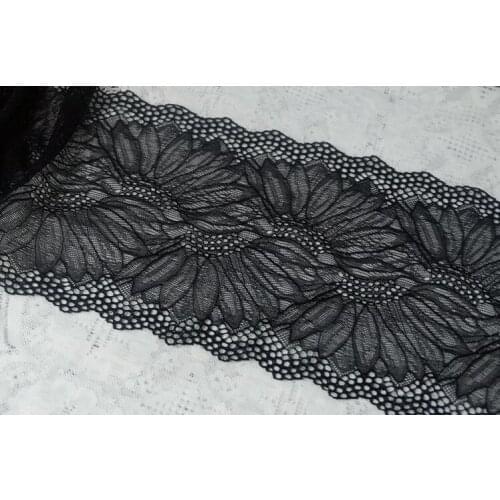 Hot 1 Meter White Black Elastic Lace Trim For DIY Clothing Accessories French Net Stretch Lace Fabric Sewing Applique Craft 18cm