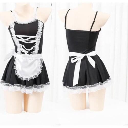 Cute Maid DDLG Lace-up Dress Bunny Sexy Ruffle Girl Maid Outfit Adult Baby Costumes Daily Apron Adult Baby Uniform Nightdress