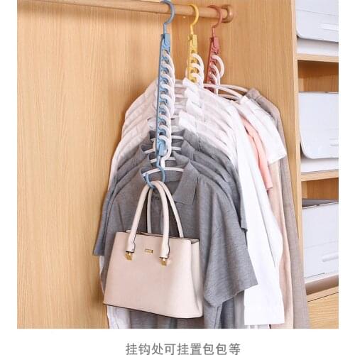 Multifunctional multi-layer clothes rack space saving anti slip magic hook folding clothes rack household Wardrobe Storage