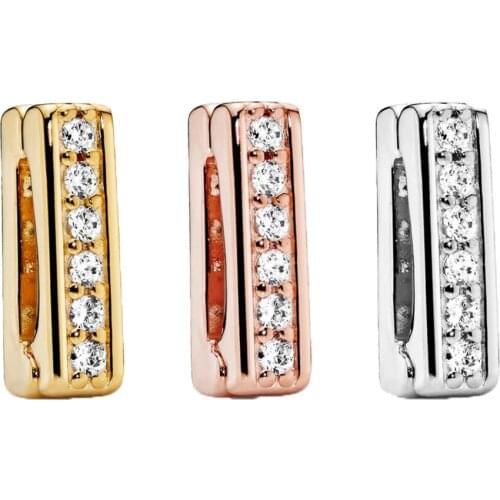 Fashion Jewelry 925 Sterling Silver Beads Sparkling Clip Charm Fit Original Pandora Bracelets Women DIY Jewelry