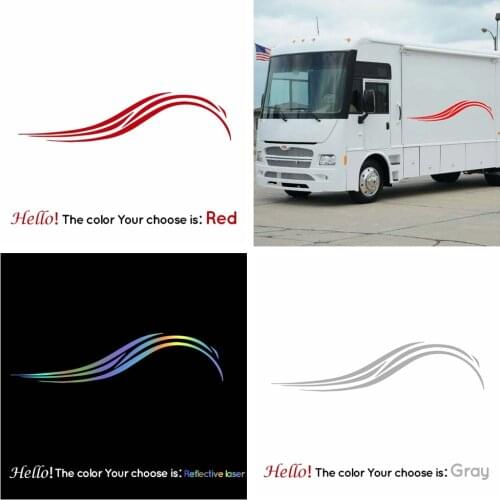 Fashion Strip Waves Vinyl Sticker Autocollants Caravane Big Wave Decal For Sport Van Decor Stickers Wave Decals For Camper Van