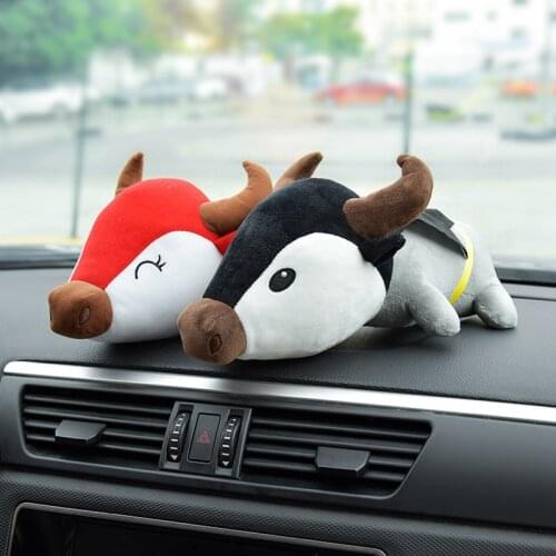 Cartoon Bull Doll Car Ornaments Accessories Purifying Air Bamboo Charcoal Car Interior Decoration Cute Animal Car Accessories