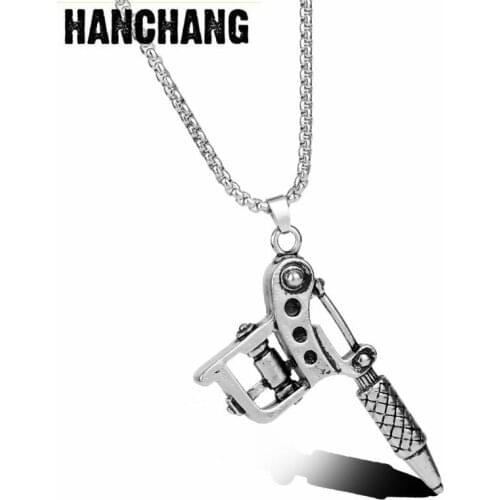 Hip Hop Men Neckalce Tattoo Machine Pendant Necklace Fashion Metal Jewelry Male Accessories Gifts