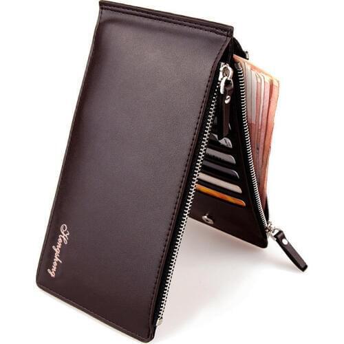 Mens Double-row Zipper Wallet Creative Tie-up Certificate Bank Credit Card Wallet Pocket Change Wallet