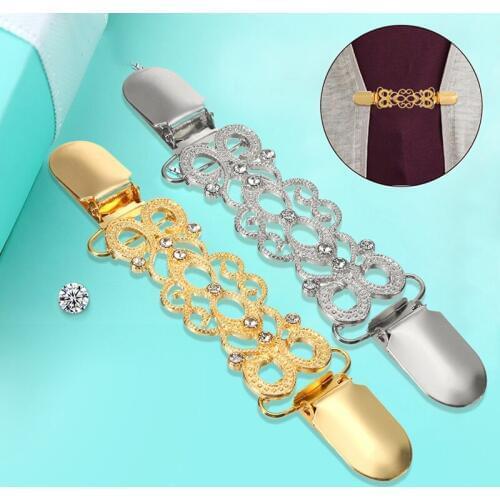 New Gold Sweater Cardigans Brooch Duck Clips Vintage Hollow Out Shawl Sweater Cardigan Collar Metal Pins Brooches Jewelry