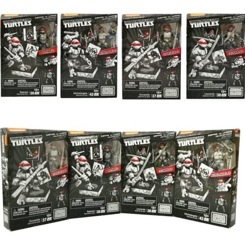 Original Mega Bloks 4pcs/ set Teenage Mutant Ninja Turtles Building Blocks Spelling Movable Model Toy Gift