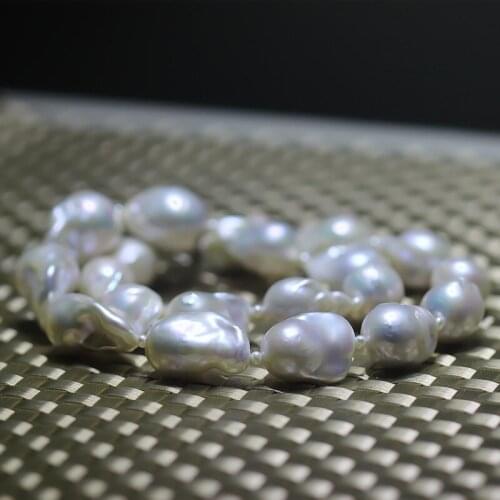 XUELUO Nucleated Baroque Natural Freshwater Pearl Necklace 14-17mm Supper Large Unique Irregular Pearl Necklace