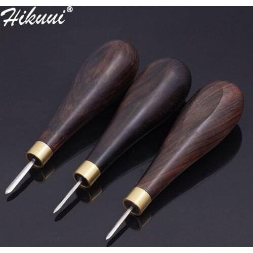 Leather Craft Awl 3mm 4mm 5-6mm DIY Leather Stitching Sewing Wooden Diamond Rhombus Awl Leathercraft Punch Tool