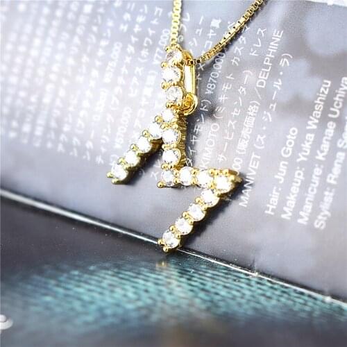 Luxury Gold Color A-Z 26 Letters Necklace CZ Pendant for Women Cute Initials Name Necklace Fashion Party Wedding Jewelry Gift