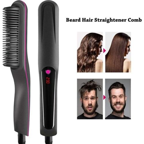 RUCHA Straight Hair Comb Multifunctional Electric Hair Brush Beard Straightener Comb Hair Straight and Curler Styling Tools