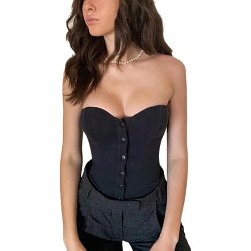 Sexy Elegant Black Tube Top Women 2021 Fashion Strapless Sleeveless V Neck Slim Fit Crop Top Club Party Casual Vintage Tank Top