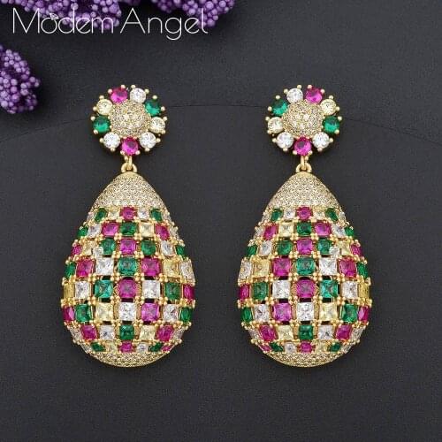 ModemAngel Elegant water drop Shaped AAA Cubic Zirconia Crystal Bridal Drop Earrings Luxury Wedding Jewelry for Brides