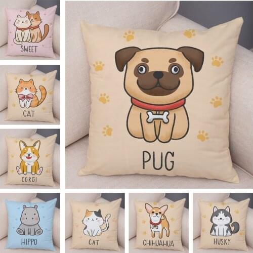 Nordic Style Pet Dog Cat Cushion Cover Decor Cute Cartoon Animal Flamingo Pillow Case for Sofa Home Car Horse Pillowcase 45x45cm