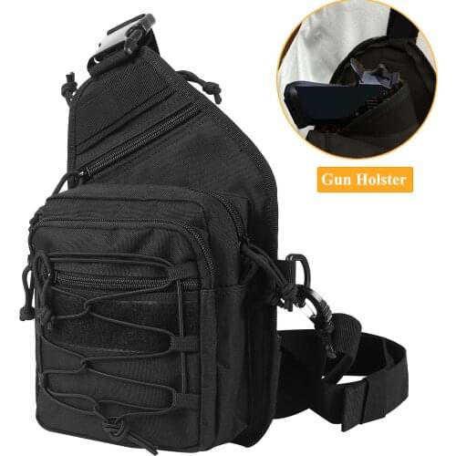 Tactical Chest Bag Gun Holster Military Shoulder Sling Storage Gun Bag Concealed Anti-theft Waist Pack Huning Chest Backpack