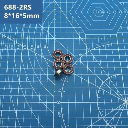 Free Shipping high quality 10pcs 688-2RS 8*16*5 mm Miniature 688RS thin wall Ball Bearings 618/8rs Z3v3 Orange Sealed 688 2RS