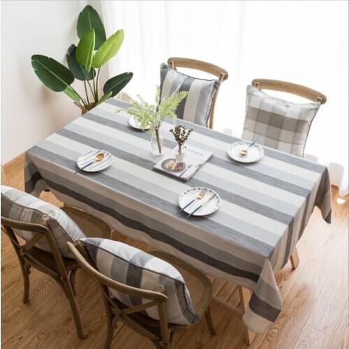 Nordic waterproof plaid striped table flag imitation cotton and tassel tablecloth rectangular table coffee table table cloth