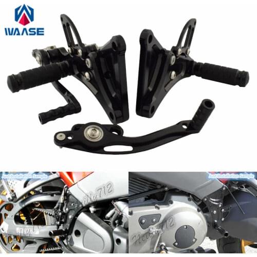 Waase CNC Adjustable Rider Rear Sets Rearset Footrest Foot Rest Pegs For Buell XB9R XB9S XB12R XB12S