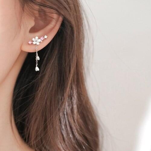 925 Sterling Silver Gypsophila Sparkling Drop Earrings Temperament Women Ear Line Long Earrings Fine Jewelry For Wedding Gift