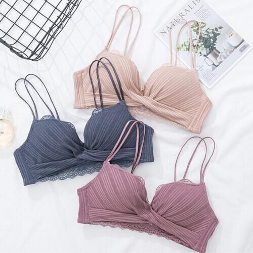 DERUILADY Sexy Front Cross Bras For Women Underwear Comfortable Wireless Bralette Top Adjustable Push Up Bra Sexy Lingerie