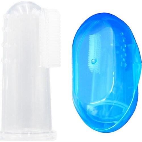 Pet Finger Toothbrush Baby Teeth Brush Teeth Clear Care Tool Soft Silicone Tooth Brush Cleaning Baby Brush with Box