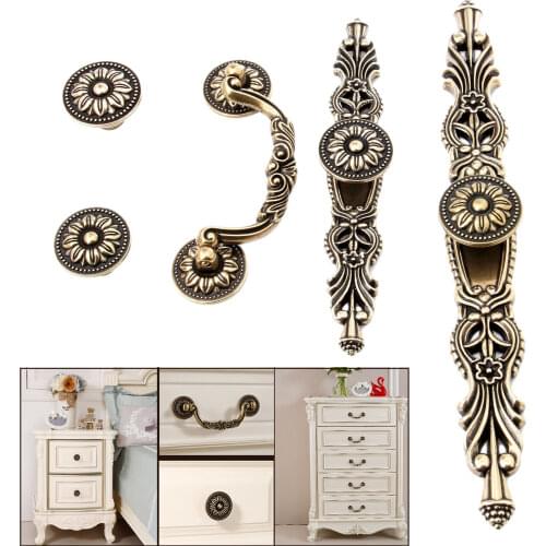 1set Antique Handle Bronze Knob Vintage Cabinet Pull Cupboard Cabinet Kitchen Furniture Hardware 32mm-160mm with screws