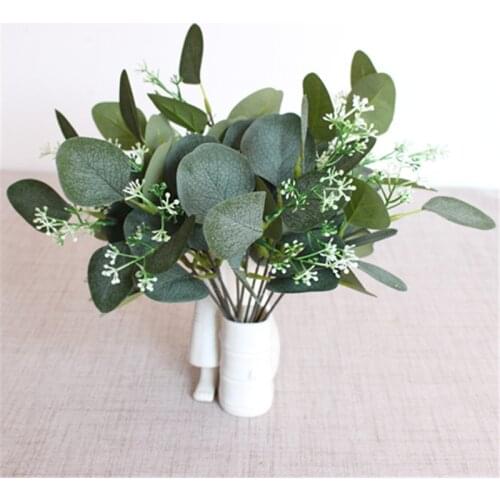 1 Branch Eucalyptus with Fruit 30cm Diy Decorative Flower Arrangement Eucalyptus Leaf Short Branch with Fruit Money Leaf