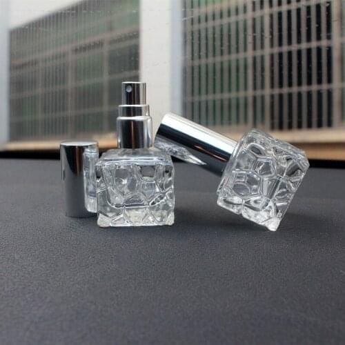 10ML Empty Glass Spray Bottle Wholesale Square Water Cube Pressure Spray Bottles Air Freshener Bottles Containers Packaging