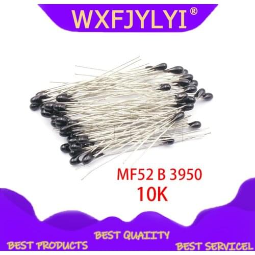 100pcs 10k OHM NTC MF52AT 3950 Thermistor Resistor NTC-MF52AT MF52 10K +/-1% Thermal Resistor