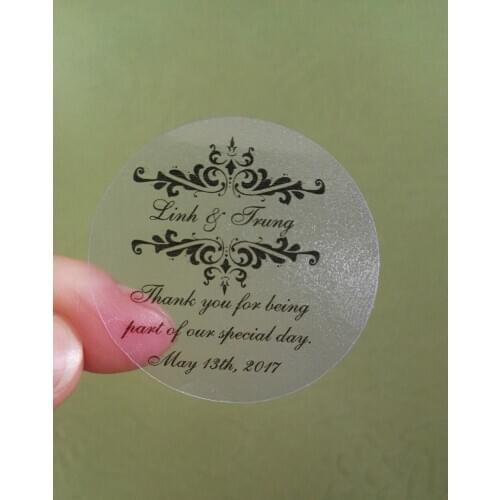 3.8cm Elegant Personalized Thank You Wedding Sticker - Clear Sticker