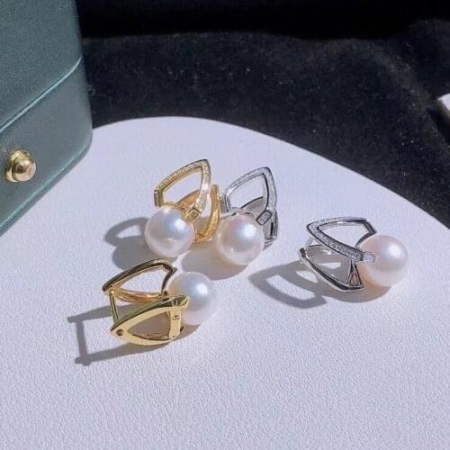 925 Sterling Silver Earrings Clip Findings Settings Base Mountings Parts Mounts for Coral Pearls Agate Crystal Stones Beads