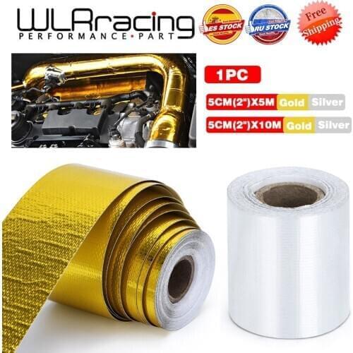 A Gold 2'' Heat Shield Tape Air Intake Heat Insulation Shield Wrap Reflective Heat Barrier Self Adhesive Engine 2 Inch 5/10M