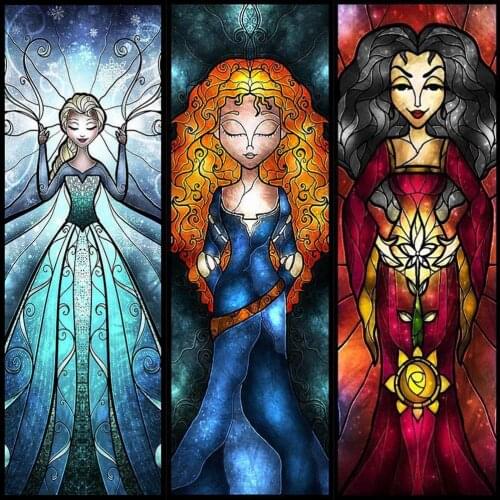 Diamond Painting Cartoon Disney Fairy Tale Theme Princess Glass Embroidery 5D DIY Cross Stitch Mosaic Square Round Photo Home