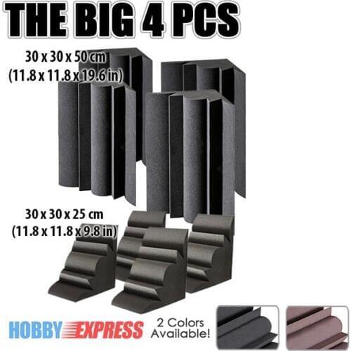 Arrowzoom 4 pcs Corner Bass Trap Acoustic Panel Studio Sound Absorption Foam 11.8*11.8*9.8" / 11.8*11.8*19.6" KK1036