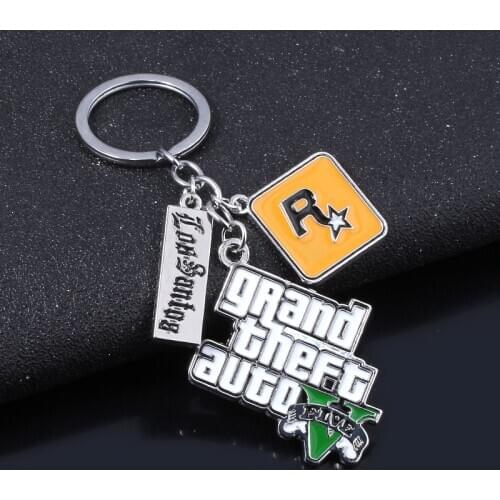 SG Game PS4 GTA5 Grand Theft Auto 5 Keychain Grand Theft Autob Rock Star Tommy Vercetti Keyring For Women Men Fans Llavero Gift