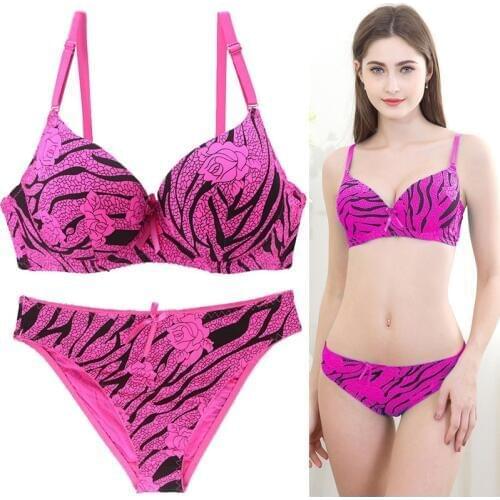 2018 New Floral Leopard Print Sexy Bra Brief Sets push up Bra Brassiere Women Sexy Lace Bra Panty Sets Leopard Print Bra Set