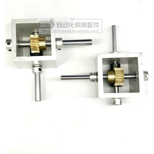 Worm Gear Reducer Miniature Gearbox 90 Degree Right Angle Reversing Gear Box 1:10 1:20 Corner Detector Worm Gearing Reducer