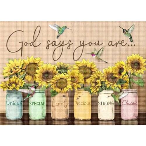 DIY 5D Diamond Painting Kits Vase Bird Sunflower Text Good Diamond Embroidery Scenery Painting Art Home Decoration