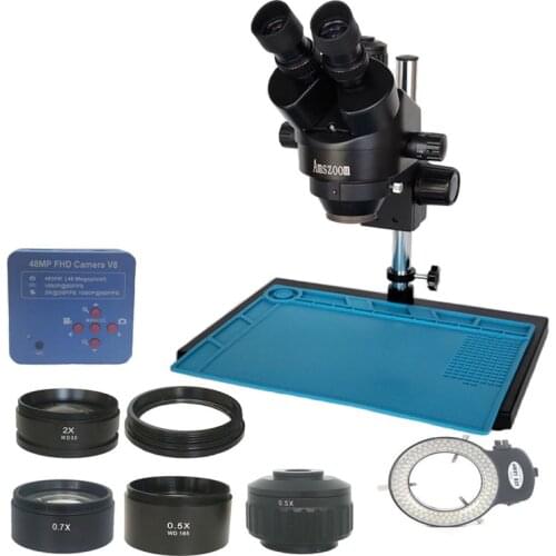 High quality 3.5X-90X Simul Focal Trinocular Stereo Zoom 35mm port Camera Microscope Lens cell phone repair tools