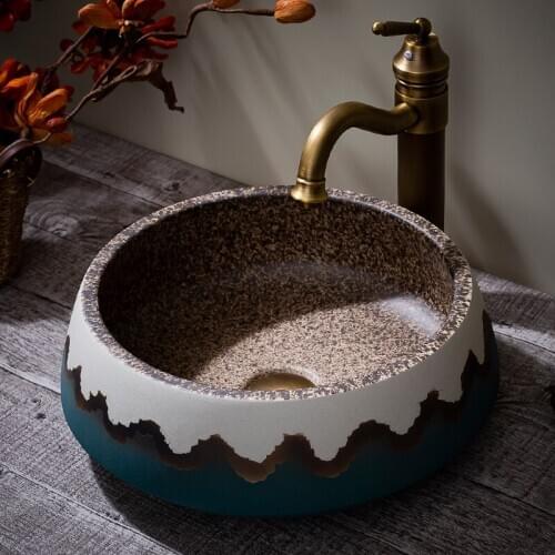 Europe Vintage Style Ceramic Art Basin Sinks Counter Top Wash Basin Bathroom Vessel Sinks vanities decorative sink bowls