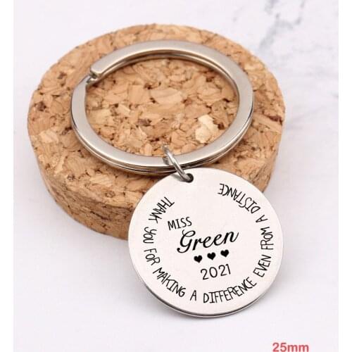 Engrave Thank You For Making A Difference Even From A distance Keychain For Teacher Gift Custom Keyrings Bag Charm Jewelry