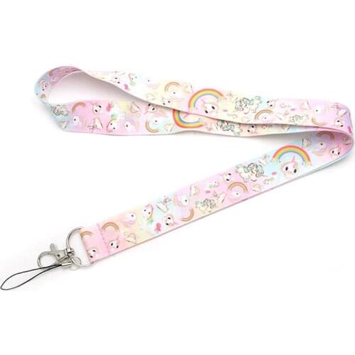 JF0072 Horse Cartoon Cute Animal Keychain Lanyards Id Badge Holder ID Card Pass Mobile Phone USB Badge Holder Key Strap