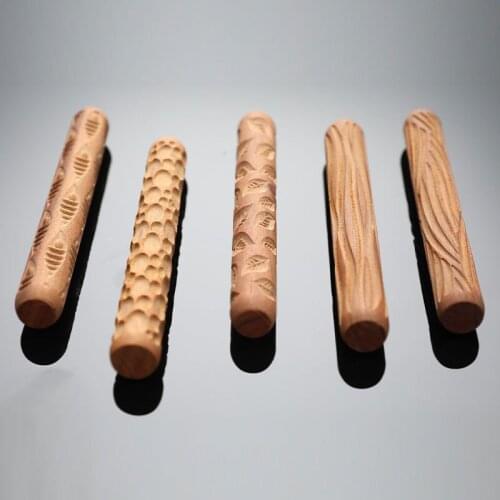 Ceramic Tools Wood Carving Pottery Wood Texture Mud Roller Embossed Embossed Pattern Embossed Rod Mud Roll