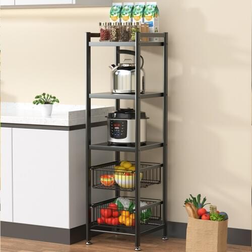 Kitchen supplies popular kitchen microwave oven storage rack floor mobile storage rack quality assurance, net weight 9kg