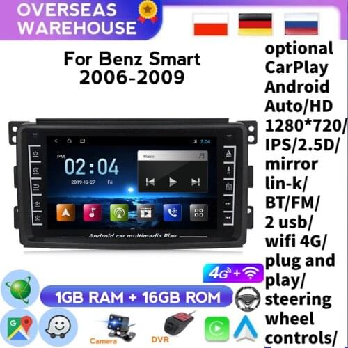 Car GPS Navigation System Stereo Media Auto Radio For Benz Smart 2006 2007 2008 2009 Car Audio Multimedia System