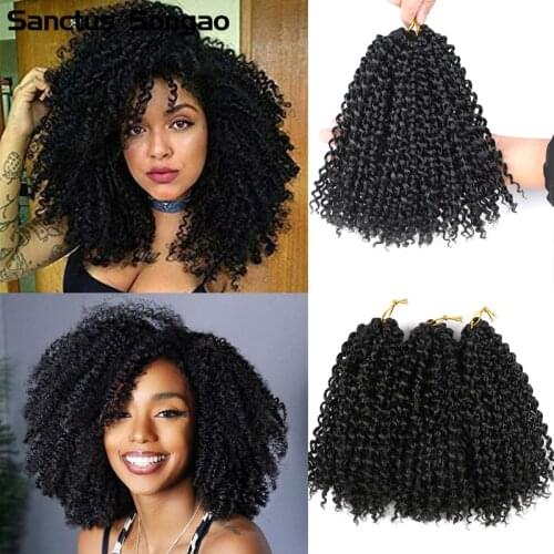8 Inch Short Crochet Hair Marlybob Crochet Hair Kinky Curly Crochet Hair For Black Women Synthetic Crochet Braids Crochet Hair