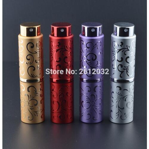 50PCS 10ML Mini Perfume Refillable Bottle Aluminum Body Empty Spinning Spray Dispenser Portable Travel Rotary Refillable Bottle