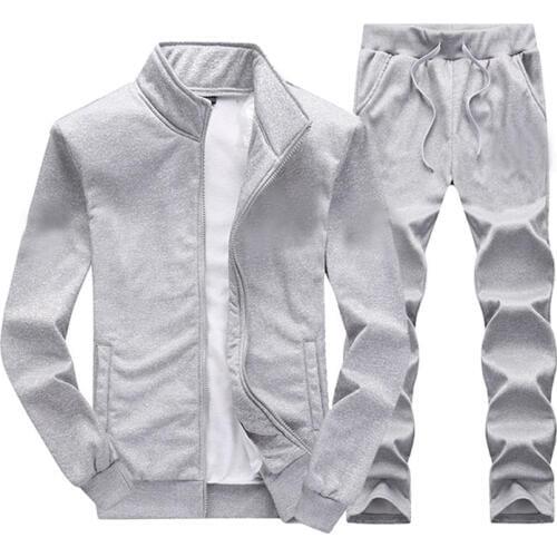 2020 Men Tracksuit Casual Solid Zipper Sets Two Pieces Jackets + Pants Male Sportswear Sporting Suits Outwear Custom Your Logo