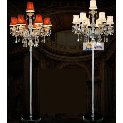 Rome style Restaurant led floor lamp glass candlestick study table light with shade bedroom party cognac crystal floor lighting